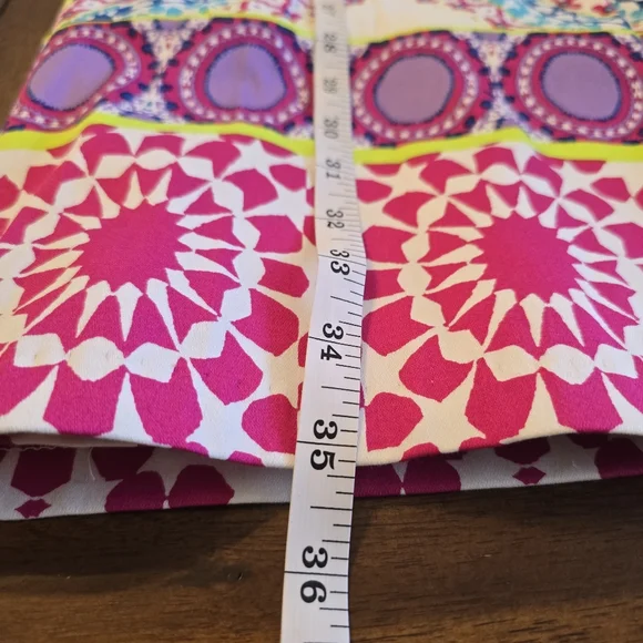 London Style Colorful Geometric Print Dress Size 12 Sleeveless Midi Summer Dress - Picture 11 of 11